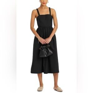 A New Day Black Sleevelss Sun Dress w/ Pockets, Smocked Back- size L